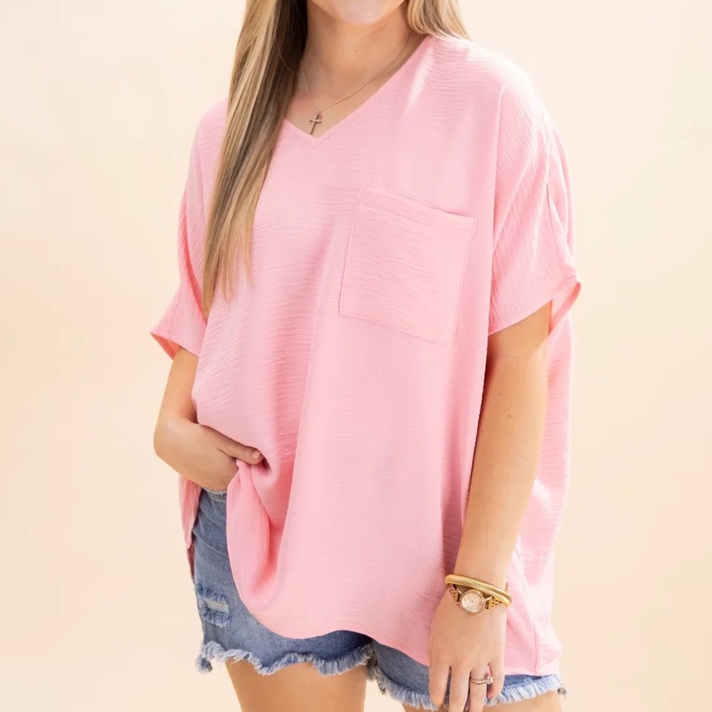 V-Neck Blouse | Jenneration Boutique | Light Pink | 2X/3X